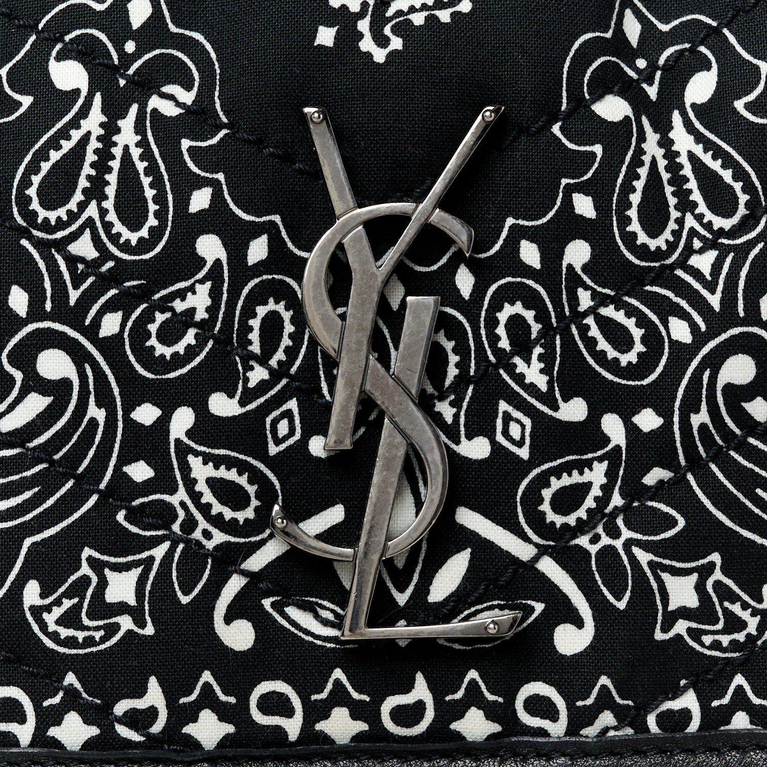 Saint Laurent Cotton Bandana Monogram Medium Niki Chain Satchel Black White 9 of 11