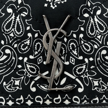 Saint Laurent Cotton Bandana Monogram Medium Niki Chain Satchel Black White 9 of 11