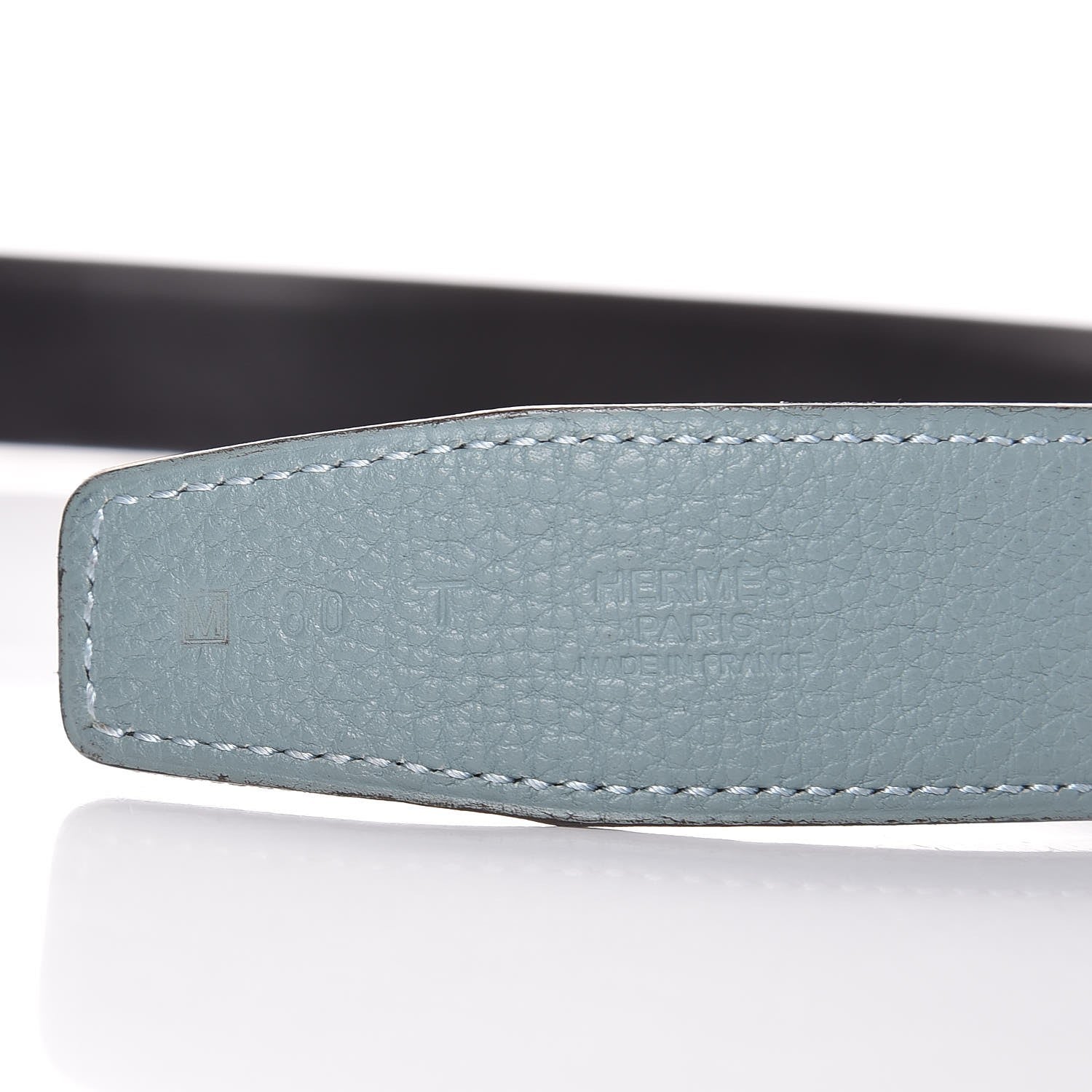 Hermes Box Togo 32mm H Belt 80 Black Ciel 4 of 10