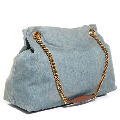 Gucci Denim Medium Soho Chain Shoulder Bag Blue 3 of 8