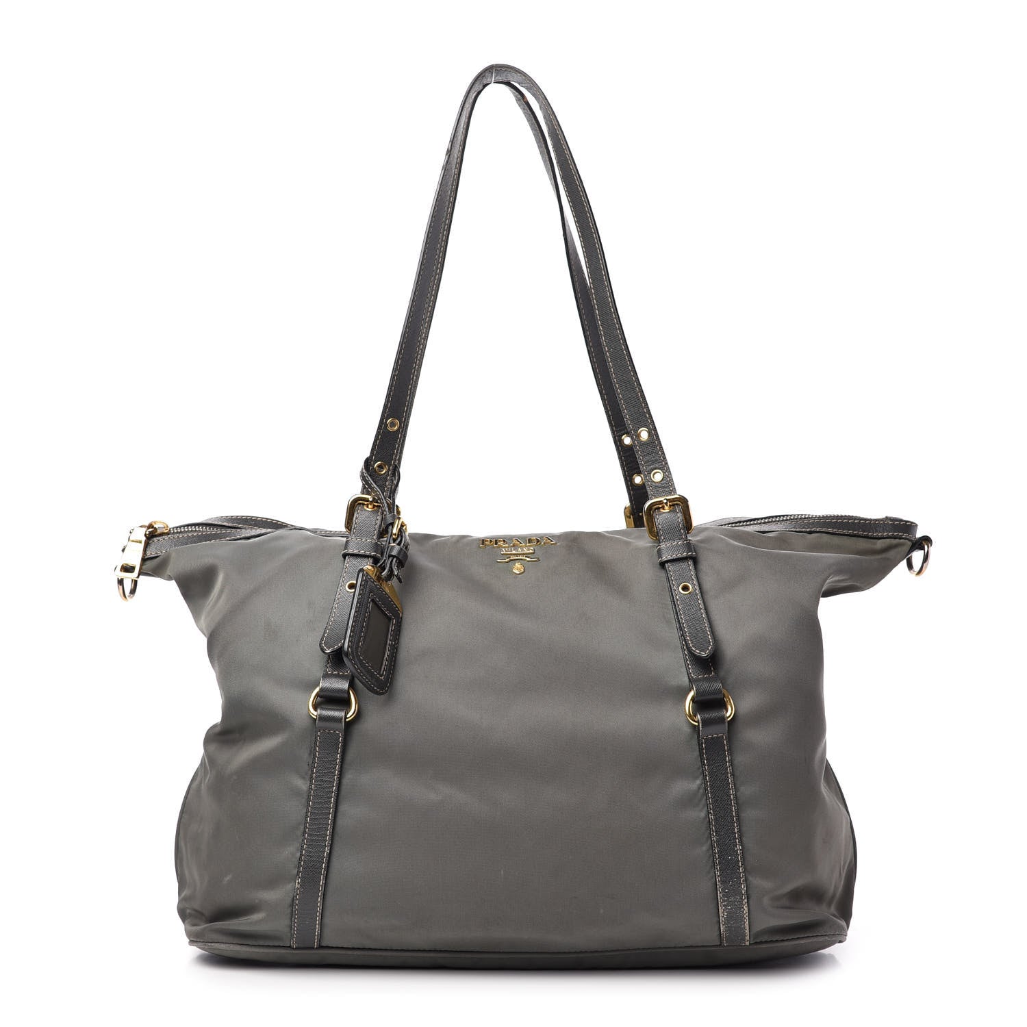 Prada Tessuto Nylon Saffiano Tote Grey 1 of 10