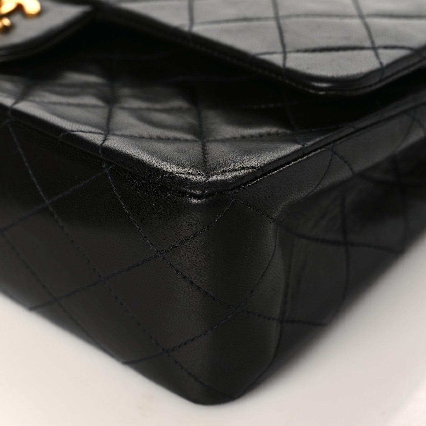 Lambskin Quilted Medium Double Flap Black