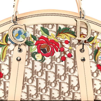 Christian Dior CHRISTIAN DIOR Monogram Vintage Flowers Frame Satchel Beige 8 of 11