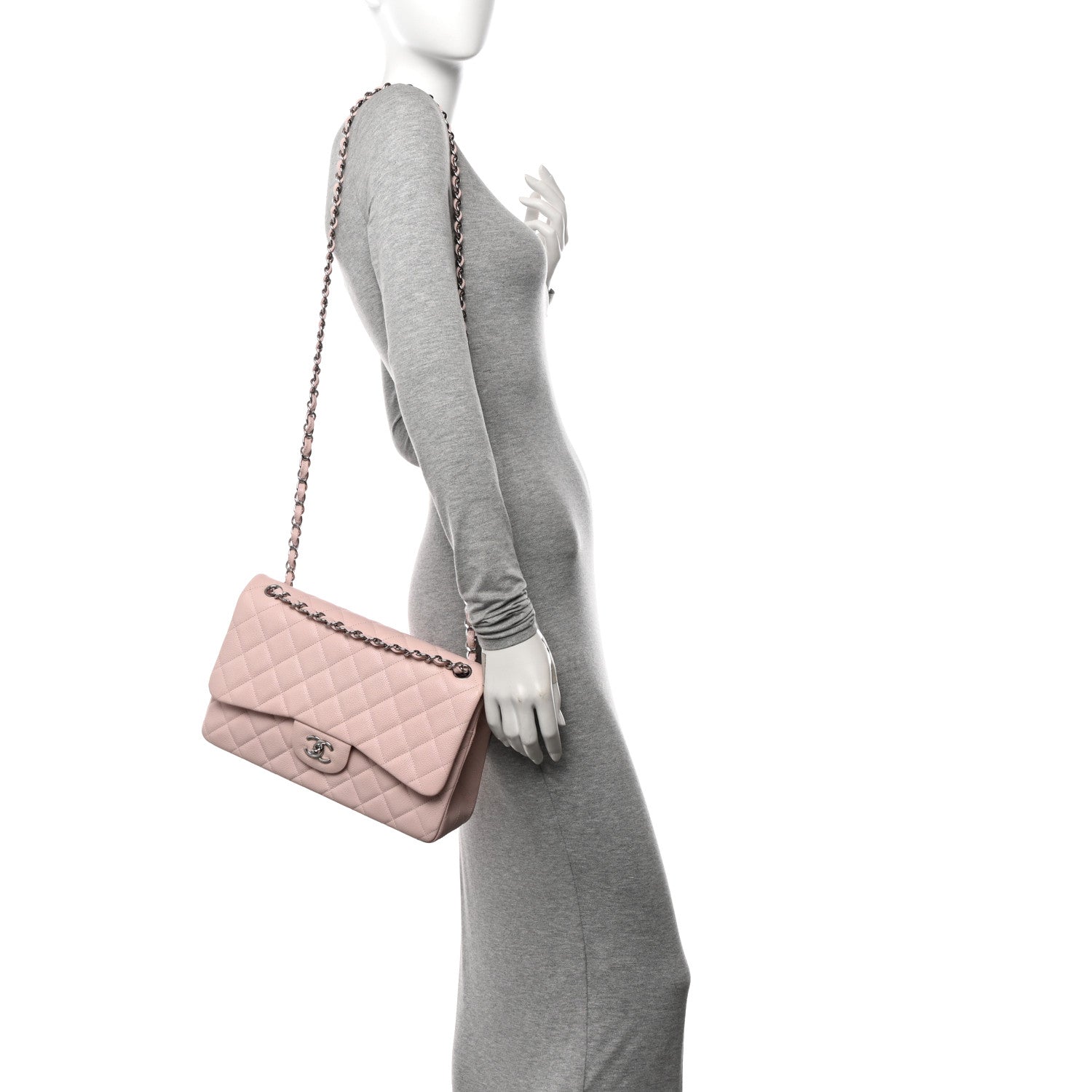 Chanel Caviar Quilted Jumbo Double Flap Light Pink 2 of 12
