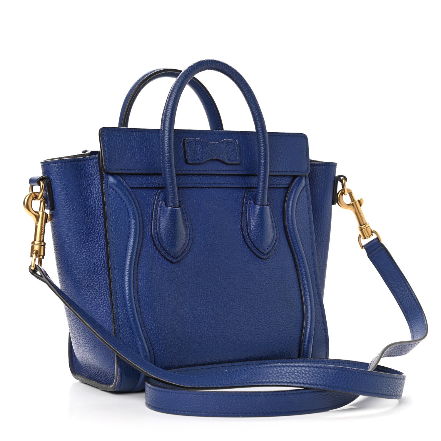 Celine Drummed Calfskin Nano Luggage Indigo 3 of 21