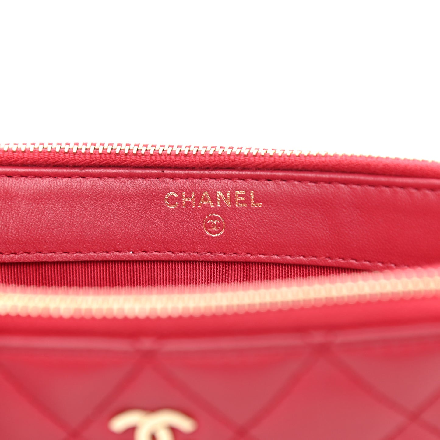 Lambskin Quilted Small Clutch With Chain Dark Pink