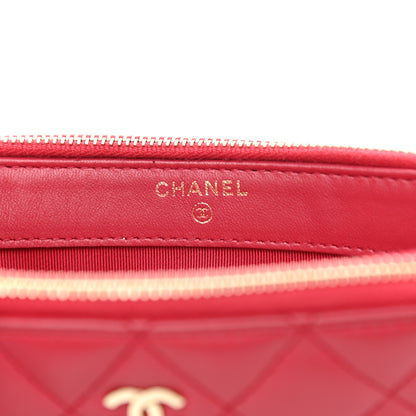 Chanel Lambskin Quilted Small Clutch With Chain Dark Pink 6 of 12