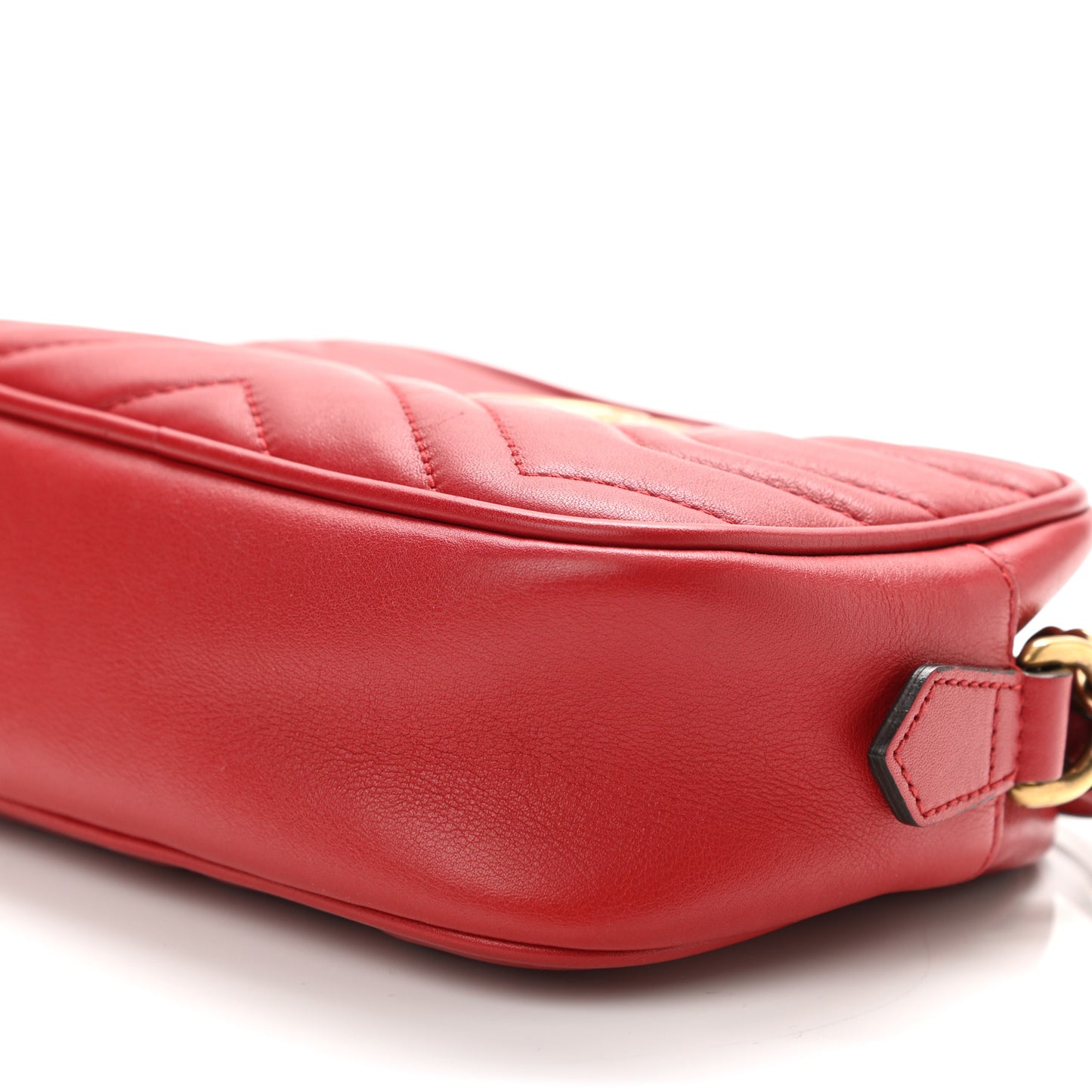 Calfskin Matelasse Mini GG Marmont Chain Shoulder Bag Hibiscus Red