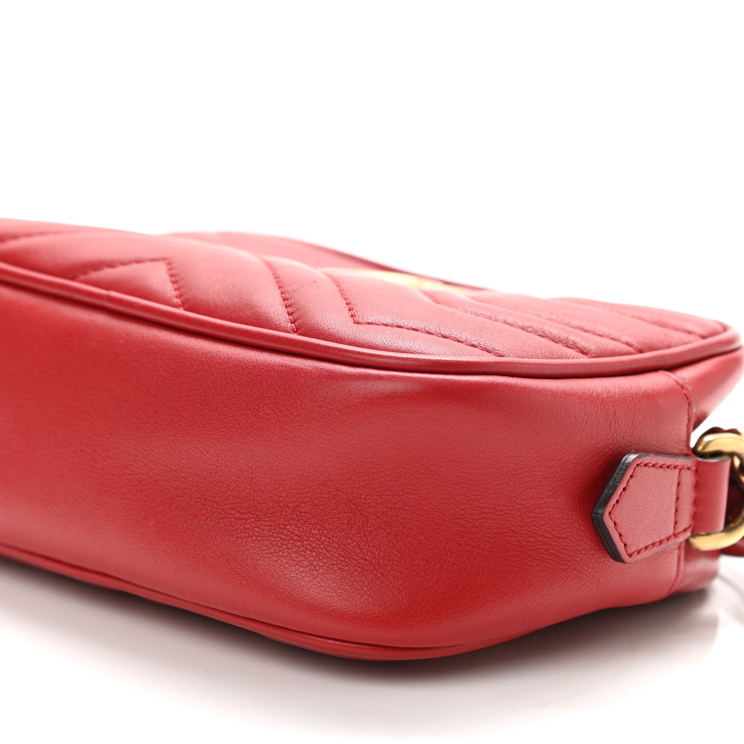 Gucci Calfskin Matelasse Mini GG Marmont Chain Shoulder Bag Hibiscus Red 11 of 13
