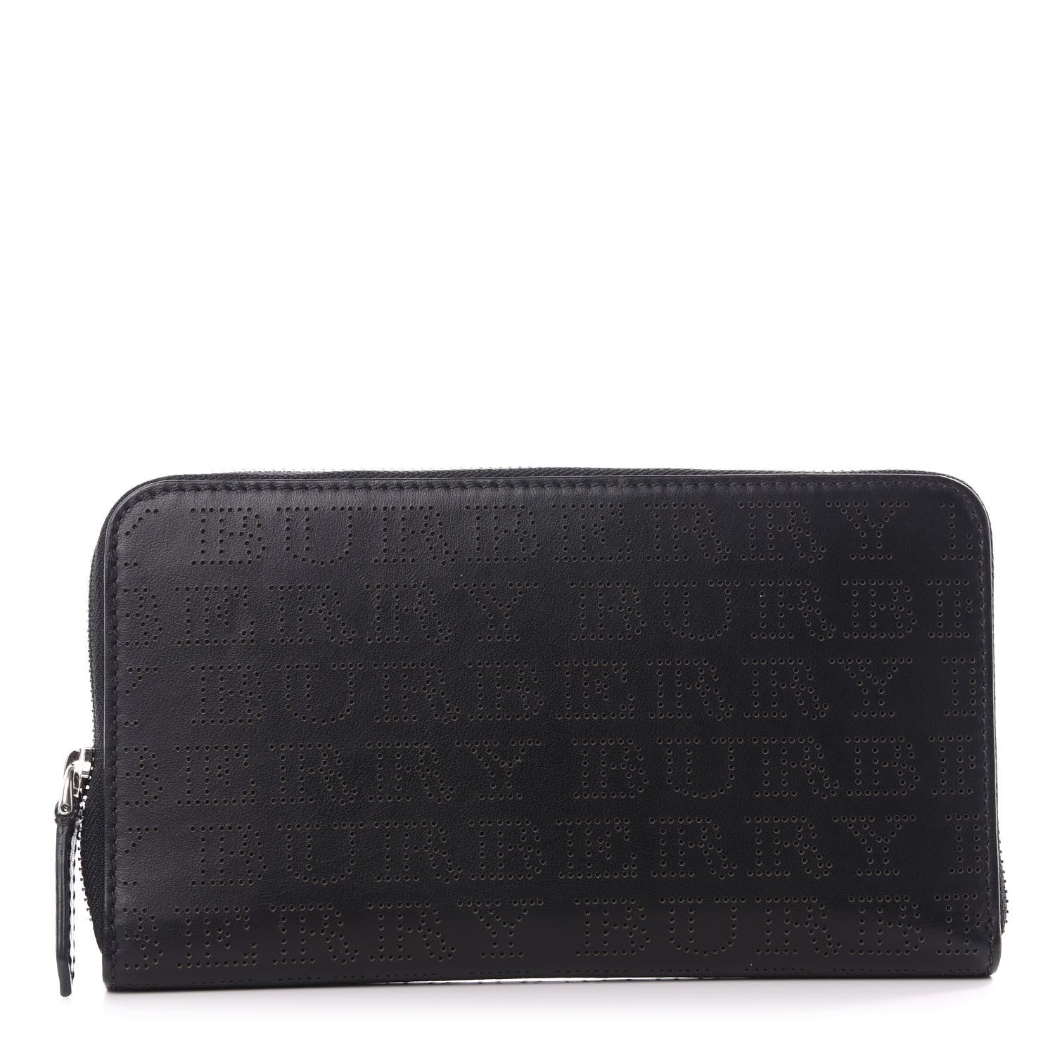 Burberry Calfskin Perforated Zip Around Wallet Black 1 of 8