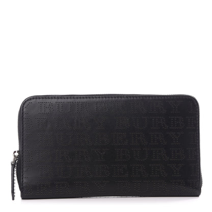 Burberry Calfskin Perforated Zip Around Wallet Black 1 of 8