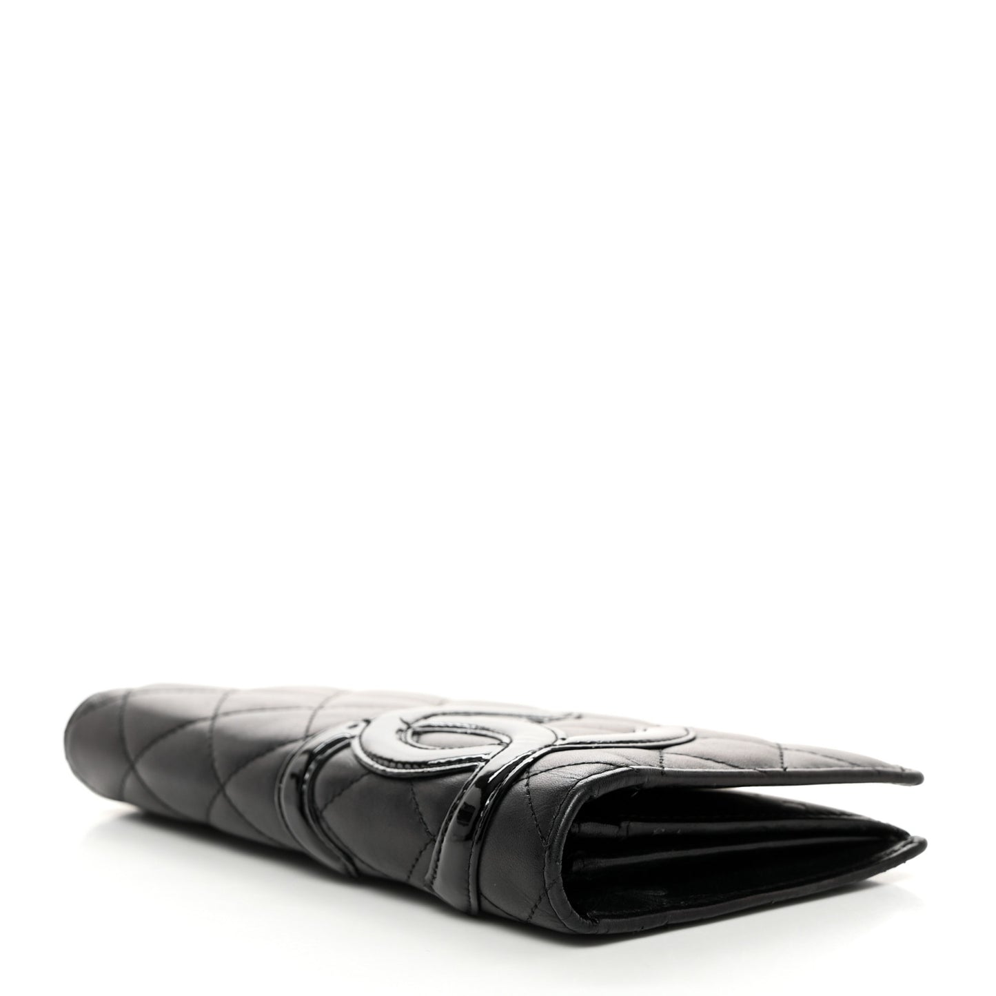 Calfskin Quilted Cambon Yen Wallet Black