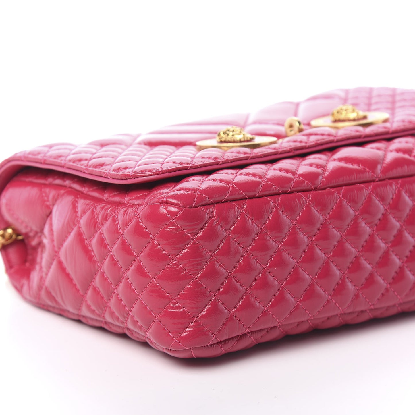 Patent Nappa Quilted Medium Icon Shoulder Bag Fuchsia