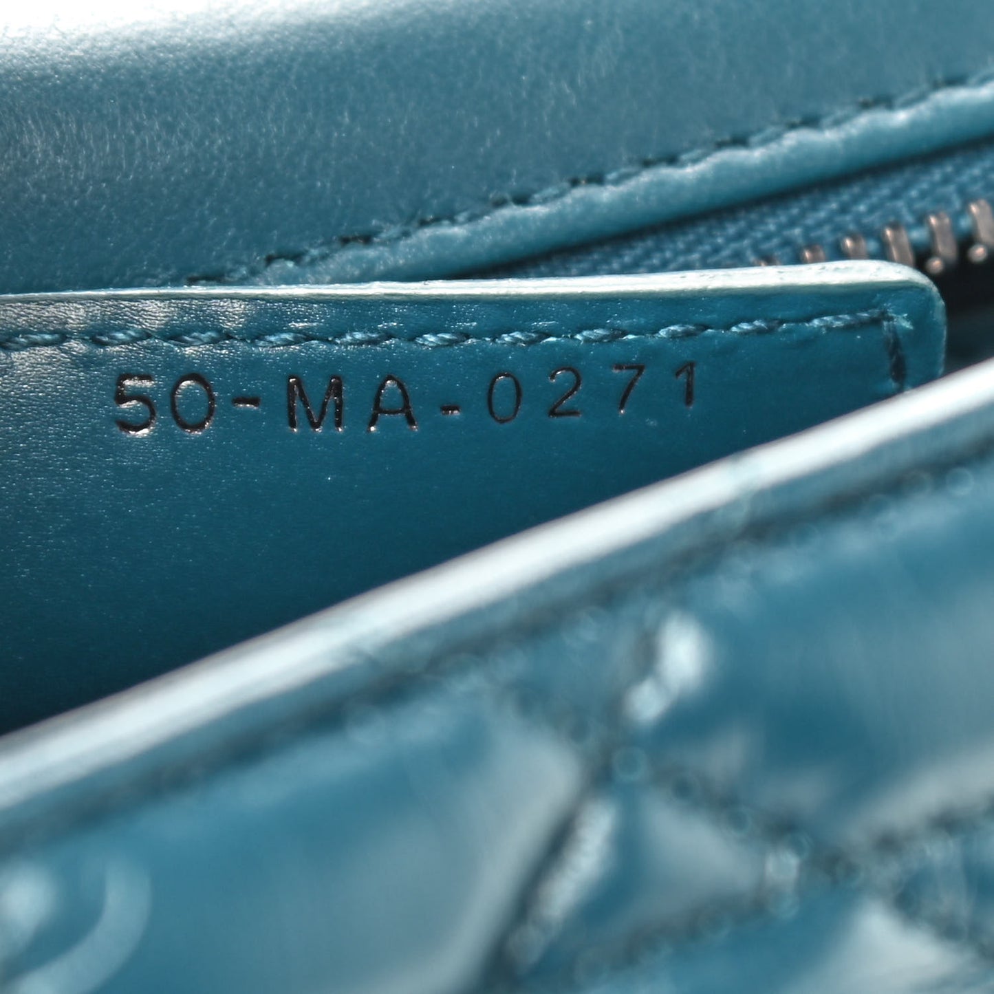 CHRISTIAN Calfskin Macrocannage Medium Caro Bag Steel Blue