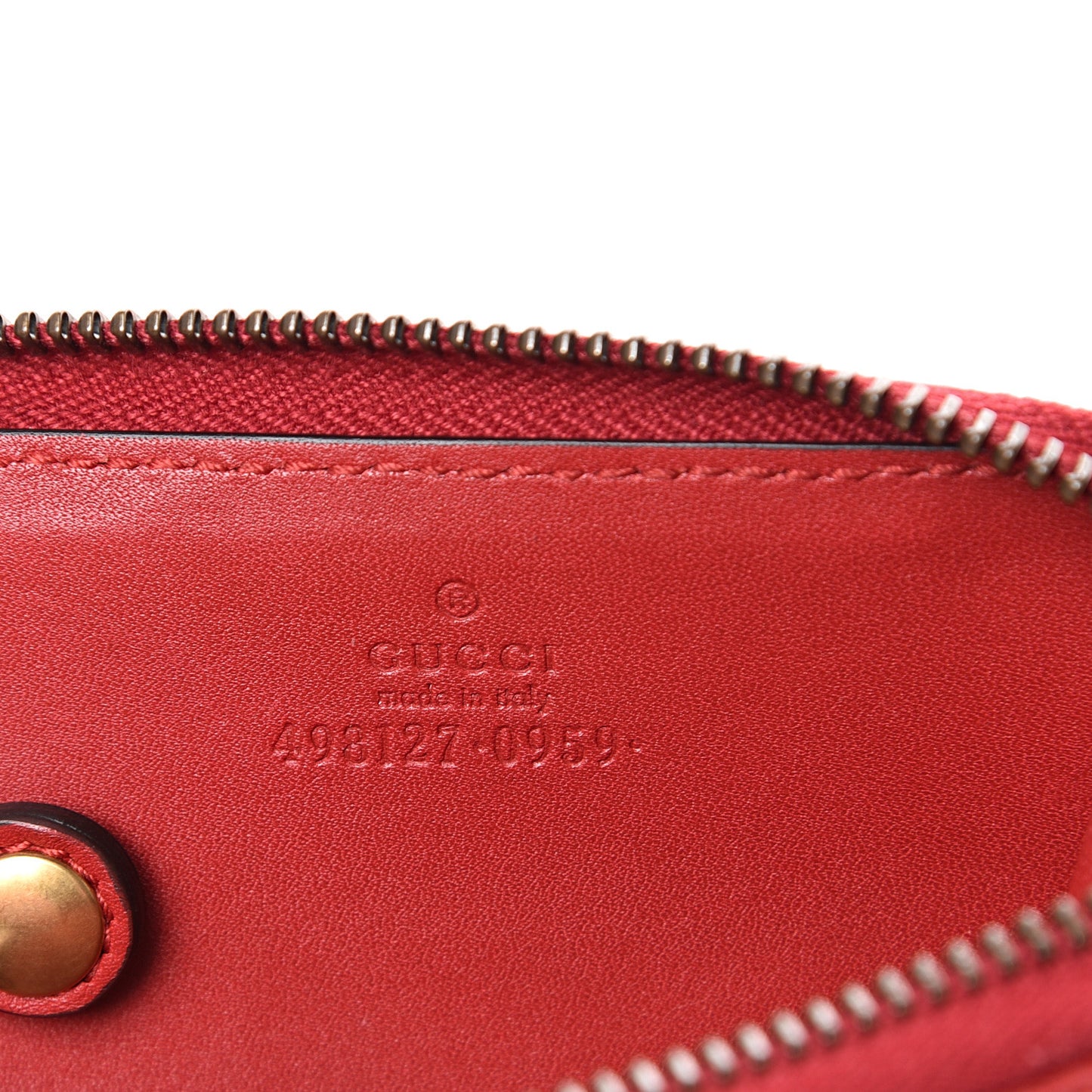 Calfskin Matelasse GG Marmont Zip Around Key Case Hibiscus Red