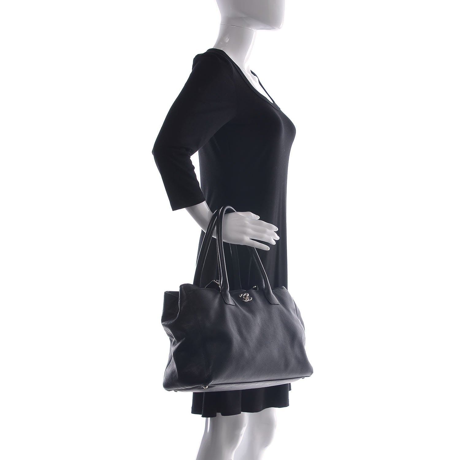 Chanel Calfskin Cerf Executive Shopper Tote Black 2 of 19