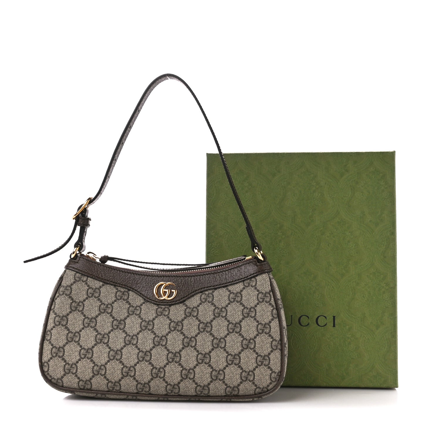 GG Supreme Monogram Textured Dollar Calfskin Small Ophidia Hobo Beige Ebony New Acero