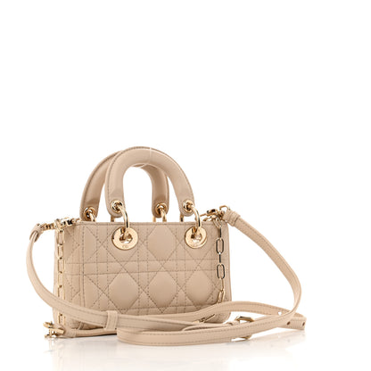 Christian Dior Lambskin Cannage Micro Lady D-Joy Sand Rose 3 of 11