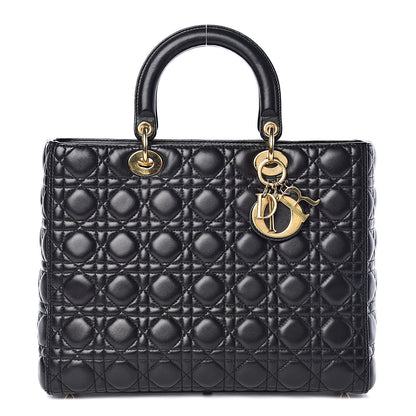 Christian Dior Lambskin Cannage Large Lady Dior Black 1 of 12