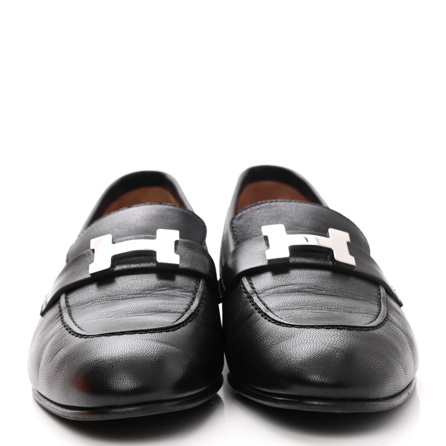 Hermes Goatskin Womens Paris Loafers 38.5 Black 2 of 11
