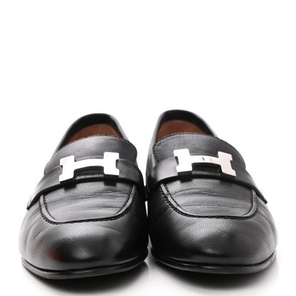 Hermes Goatskin Womens Paris Loafers 38.5 Black 2 of 11