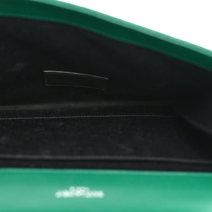 Saint Laurent Grain De Poudre Textured Mixed Matelasse Triquilt Monogram Clutch Green Field 5 of 8