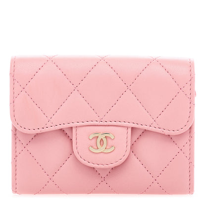 Chanel Lambskin Quilted Flap Card Holder Wallet Pink 1 of 8
