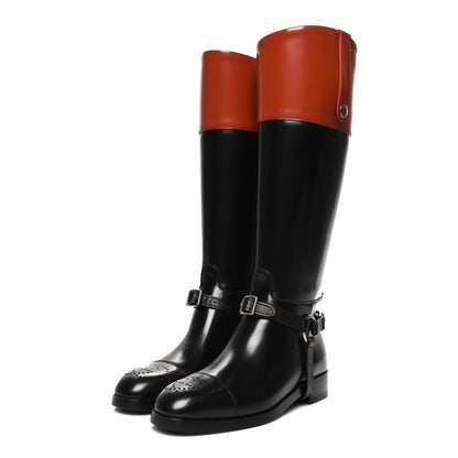 Gucci Calfskin Zelda Harness Riding Boots 37 Black Amber 3 of 9