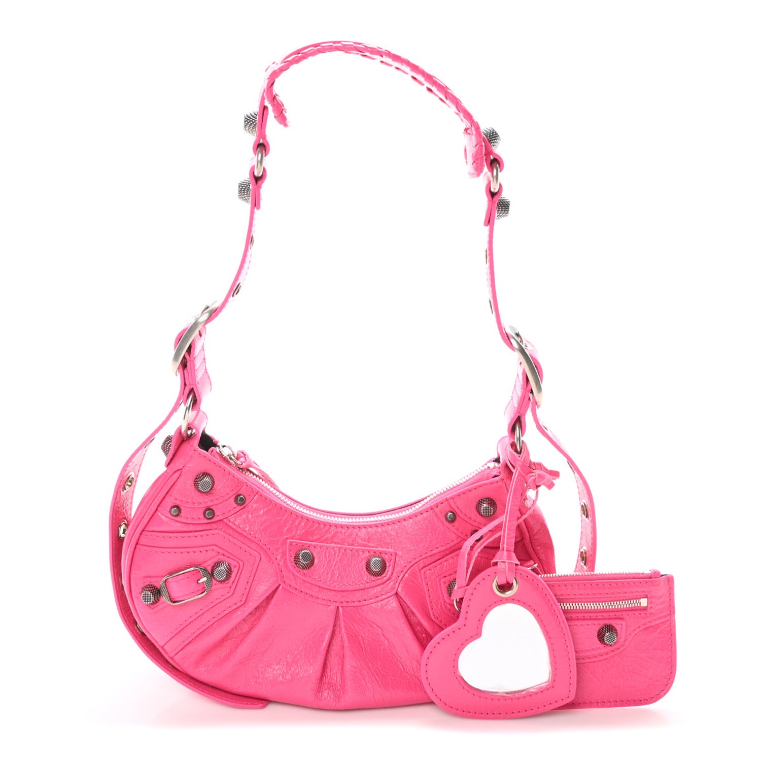 Balenciaga Agneau Arena Le Cagole Shoulder Bag XS Hot Pink 3 of 12