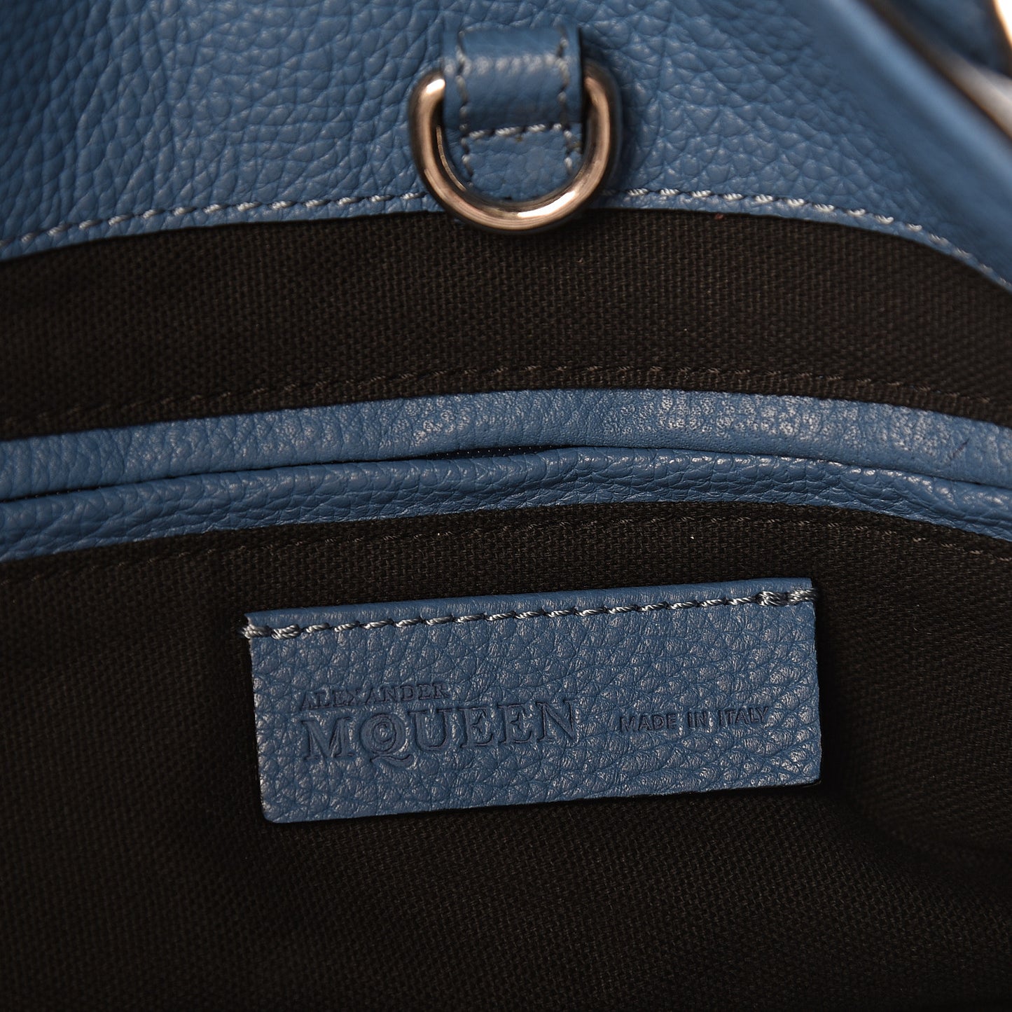 Pebbled Calfskin Skull Padlock Tote Blue