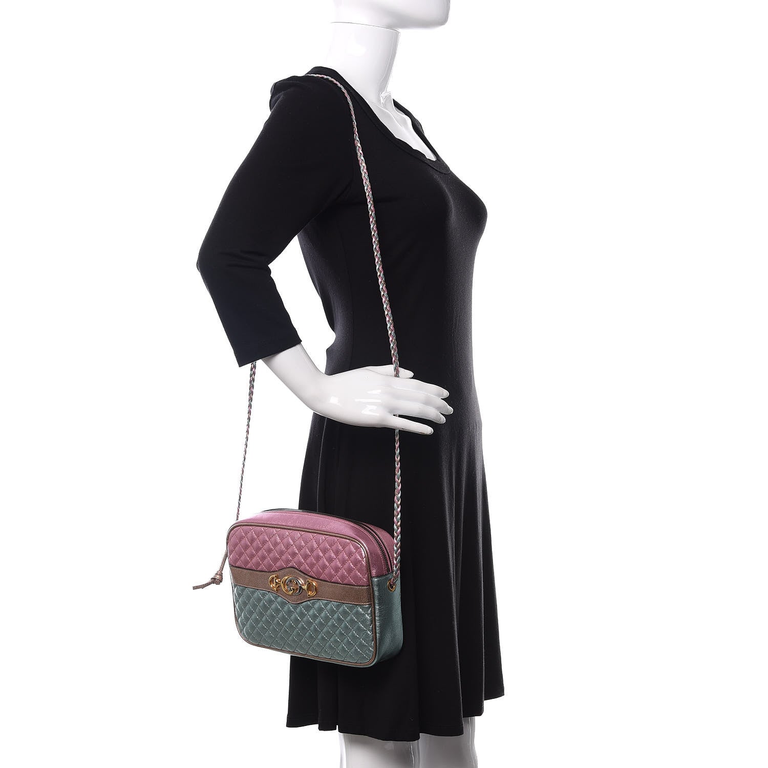 Gucci Laminated Nappa Trapuntata Small Zumi Shoulder Bag Rosa Lago Rame 2 of 10