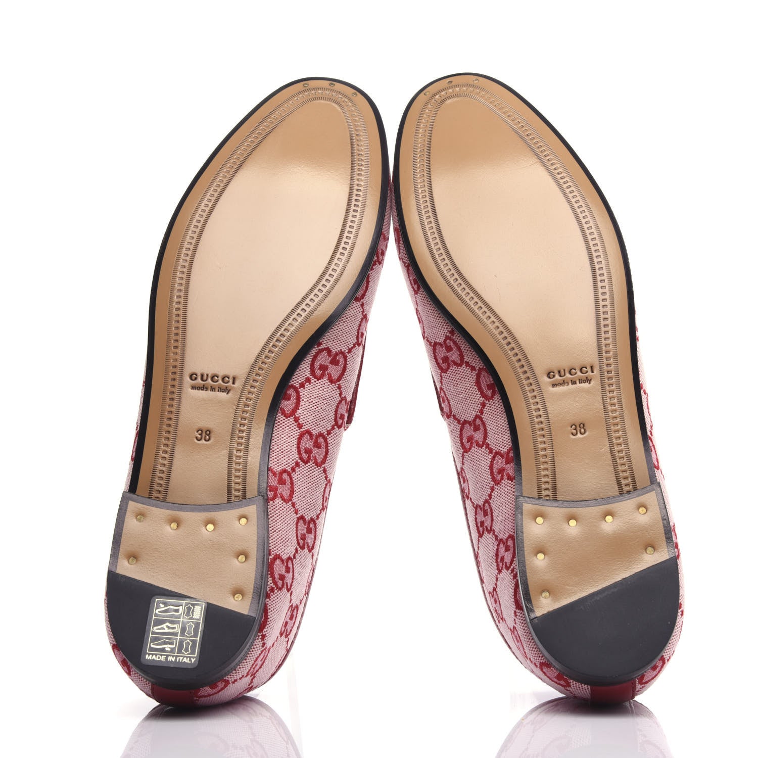 Gucci Canvas GG Monogram Horsebit Womens Jordaan Loafers 38 Gardenia Hibiscus Red 7 of 12