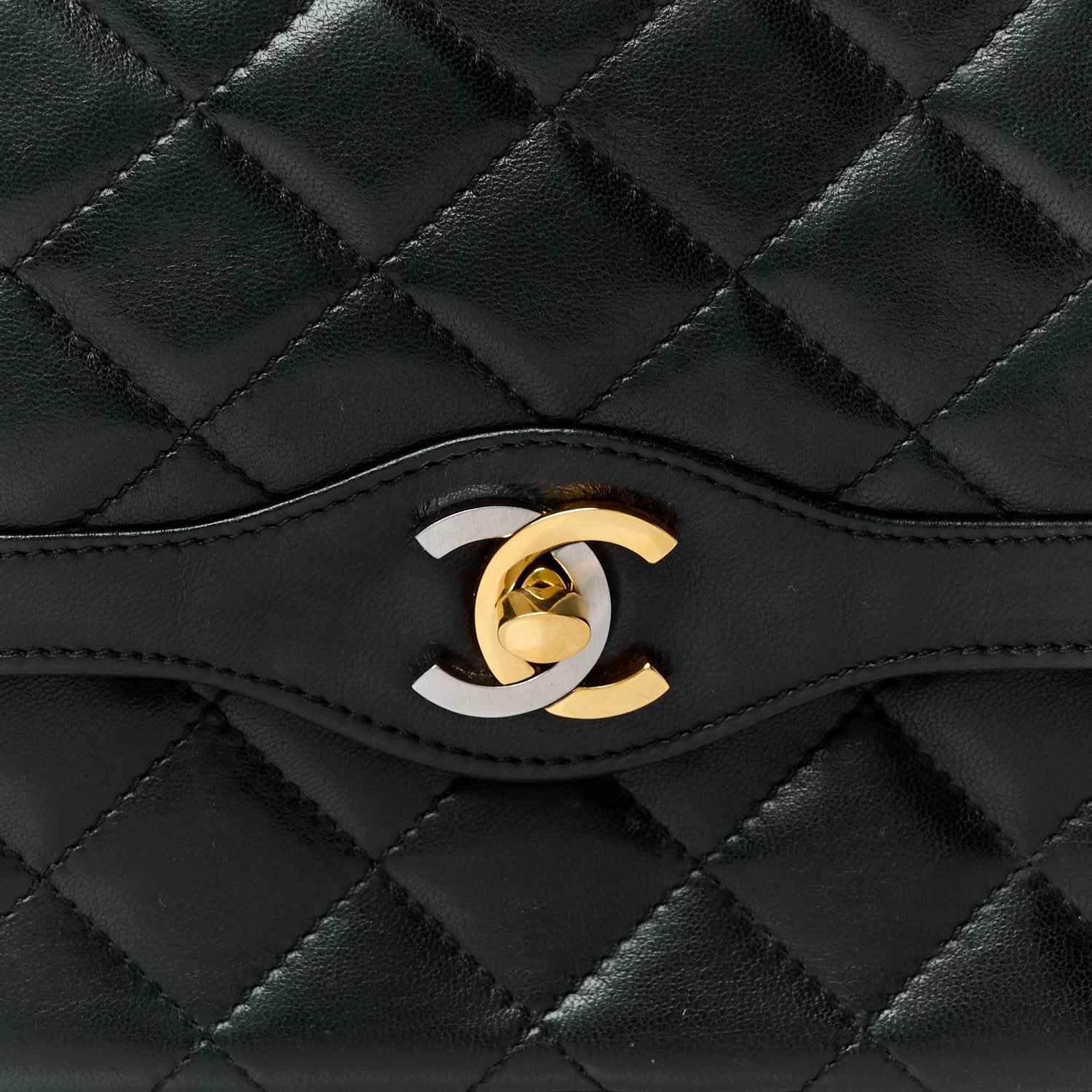 Chanel Lambskin Quilted Medium Double Flap Bag Black 10 of 12