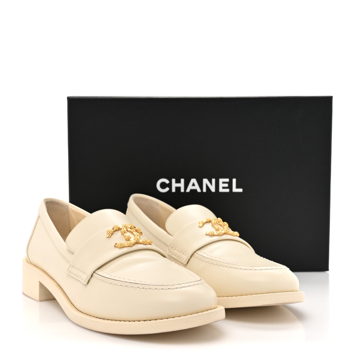 Chanel Calfskin Camellia CC Loafers 39.5 Ivory 11 of 11