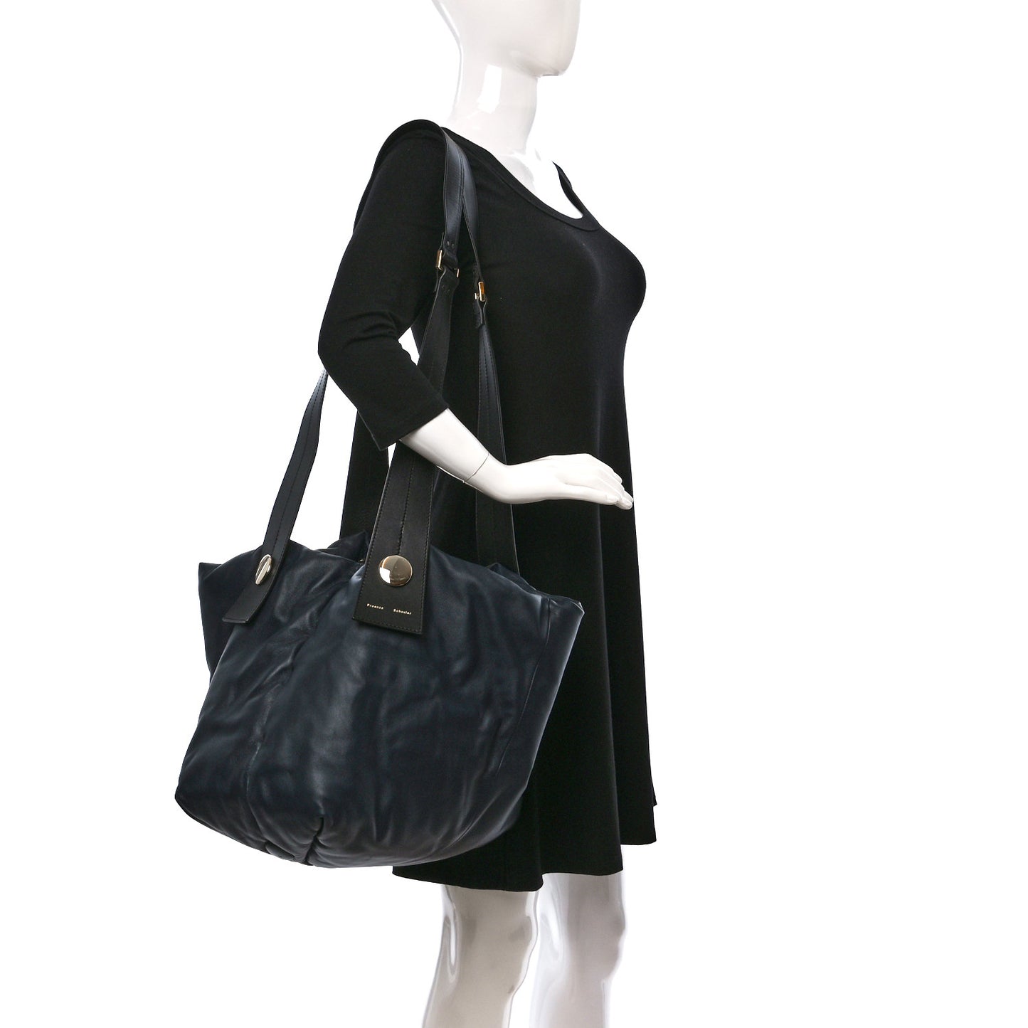 Lambskin Large Puffy Tobo Tote Navy