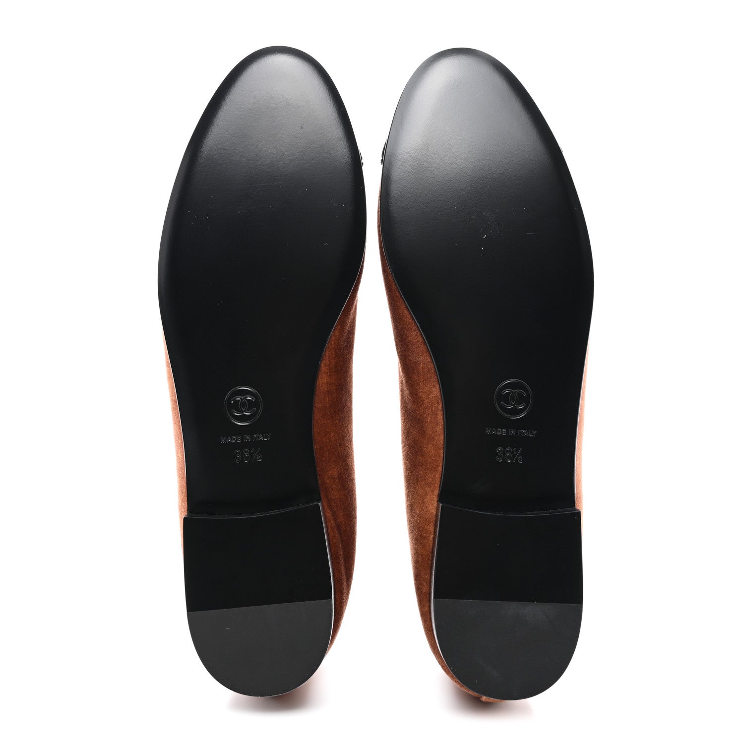 Chanel Velvet Cap Toe CC Ballerina Flats 38.5 Brown Black 5 of 9
