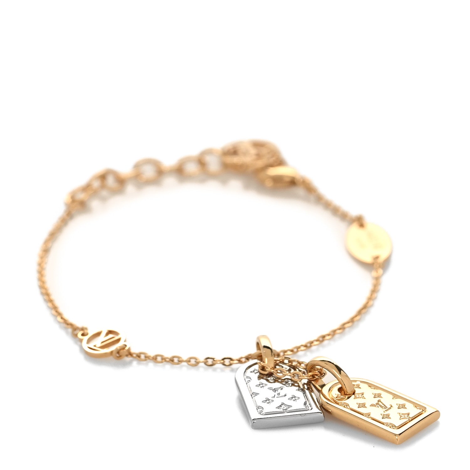 Louis Vuitton Brass Nanogram Bracelet Silver Gold 1 of 6