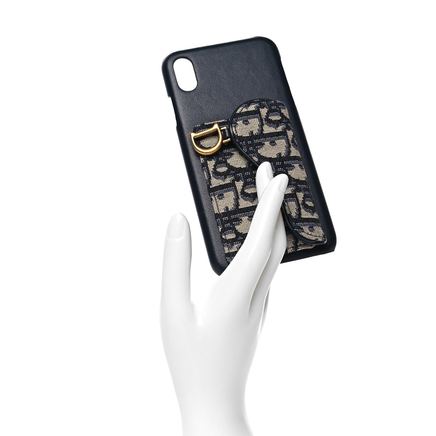 Oblique Calfskin Saddle iPhone X Case Blue