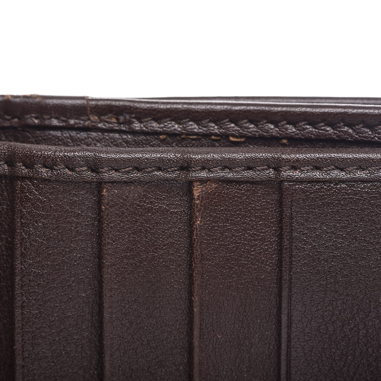 Calfskin Detective Compact Wallet Marron Fonce