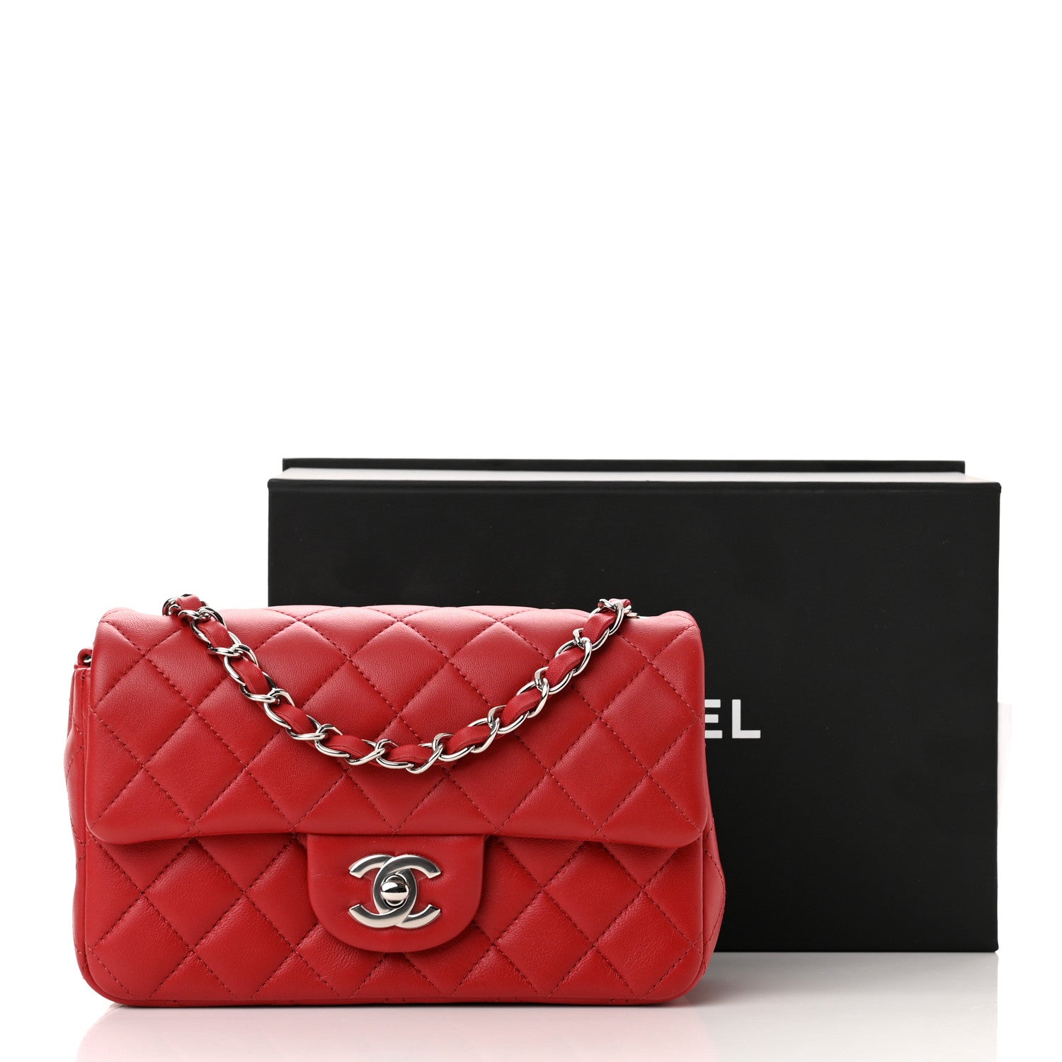 Chanel Lambskin Quilted Mini Rectangular Flap Red 10 of 10