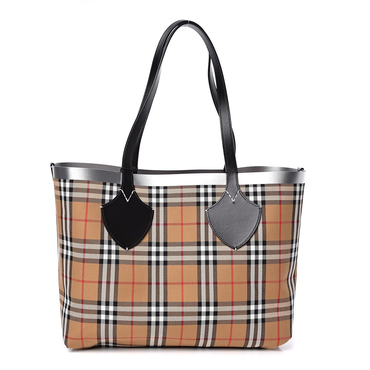 Vintage Check Large The Giant Reversible Tote Black Silver
