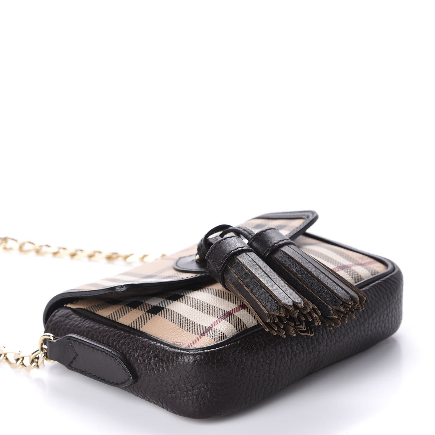 Haymarket Check Mini Tassel Crossbody Bag Chocolate