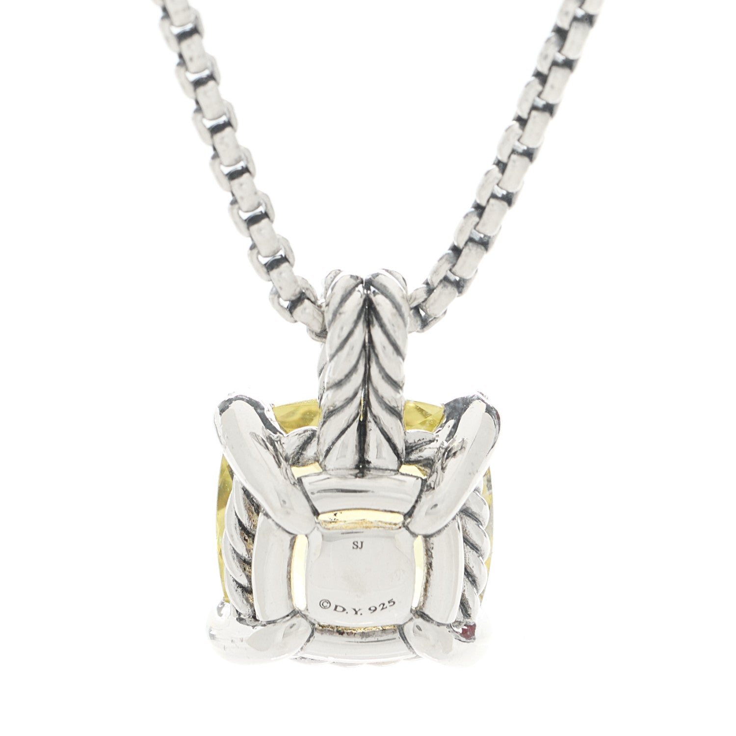 David Yurman Sterling Silver Diamond Lemon Citrine 11mm Chatelaine Pendant Necklace 6 of 6