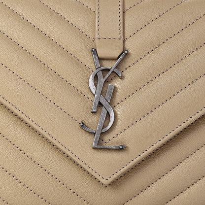 Saint Laurent Sheepskin Matelasse Monogram Medium College Bag Beige 8 of 10