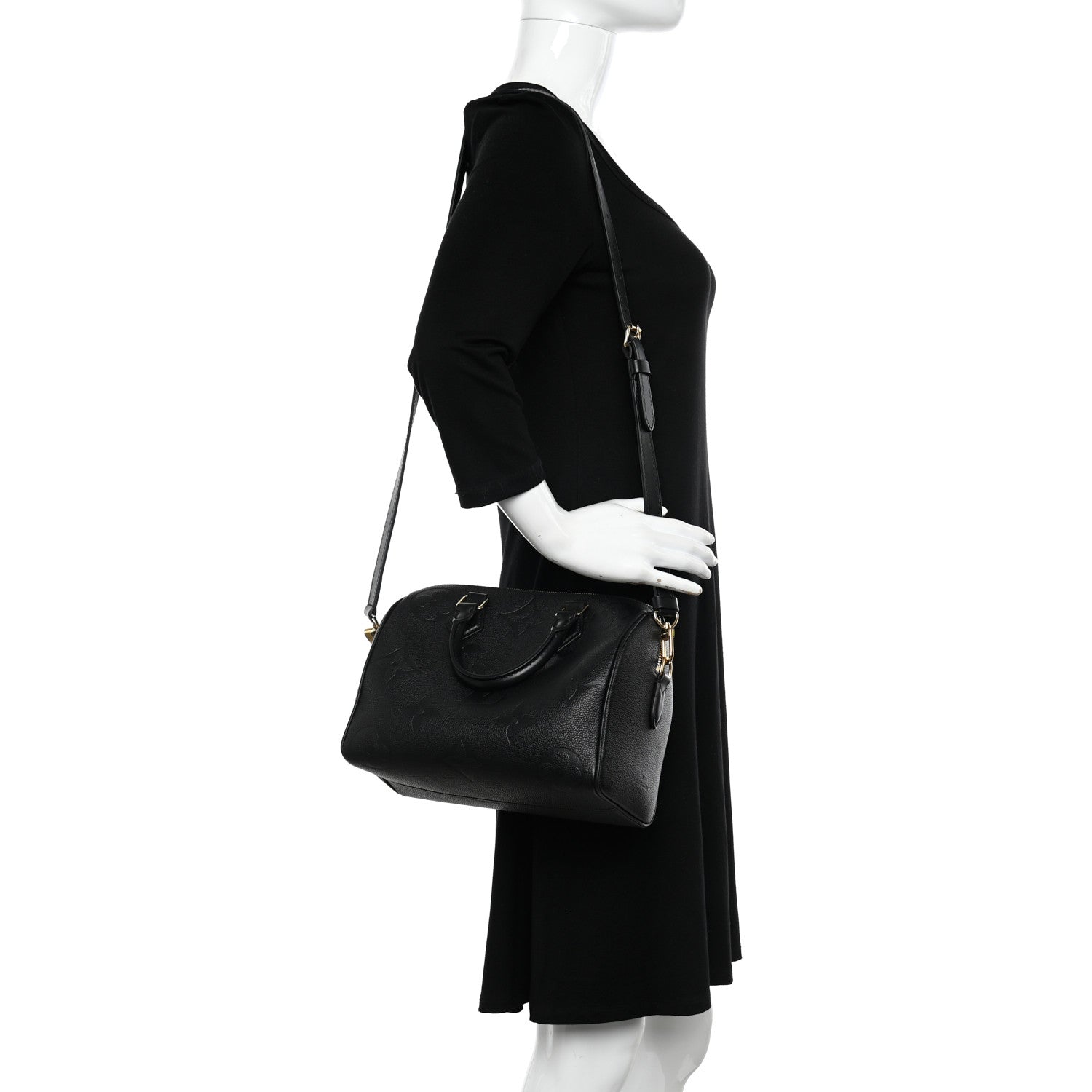 Louis Vuitton Empreinte Monogram Giant Speedy Bandouliere 25 Black 2 of 10