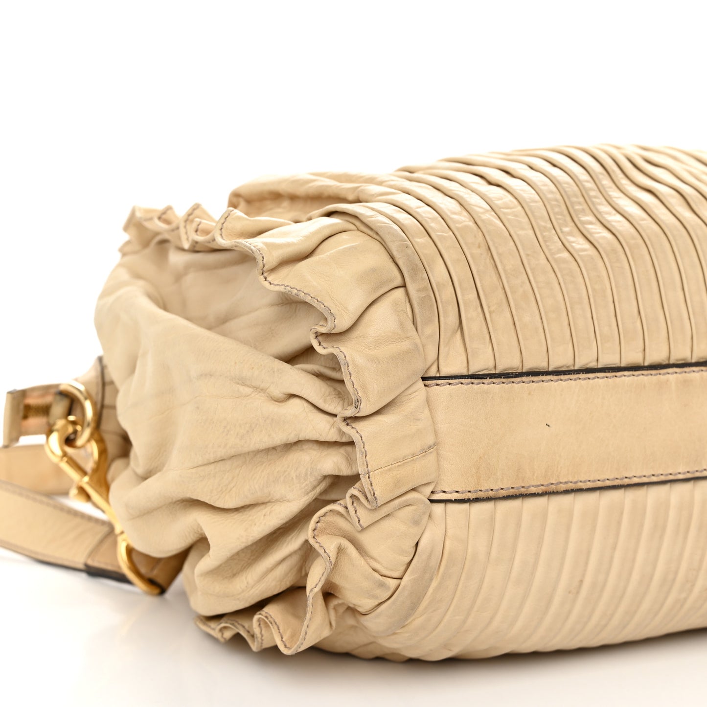 Calfskin Pleated Miss Gin Ruffle Bowler Tan