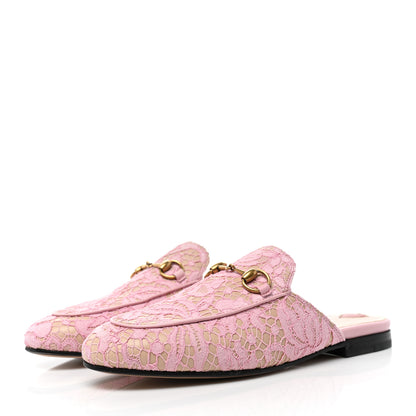 Gucci Lace Malaga Kid Womens Princetown Slippers 36 Sugar Pink Skin Rose 3 of 9