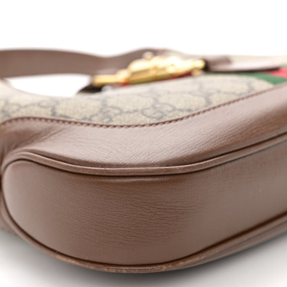 Gucci GG Supreme Monogram Azalea Calfskin Web Small Jackie 1961 Hobo Beige Ebony Brown Sugar 9 of 13