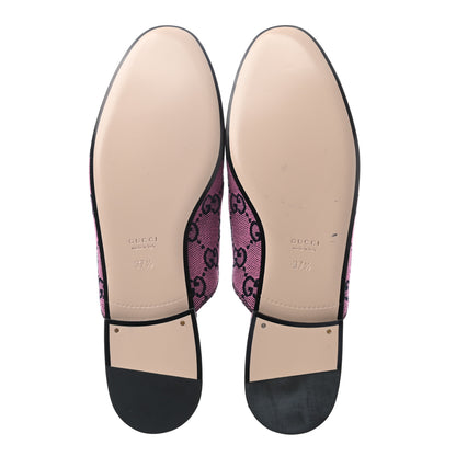 Gucci Canvas GG Monogram Horsebit Womens Princetown Slippers 37.5 Pink Blue 4 of 7