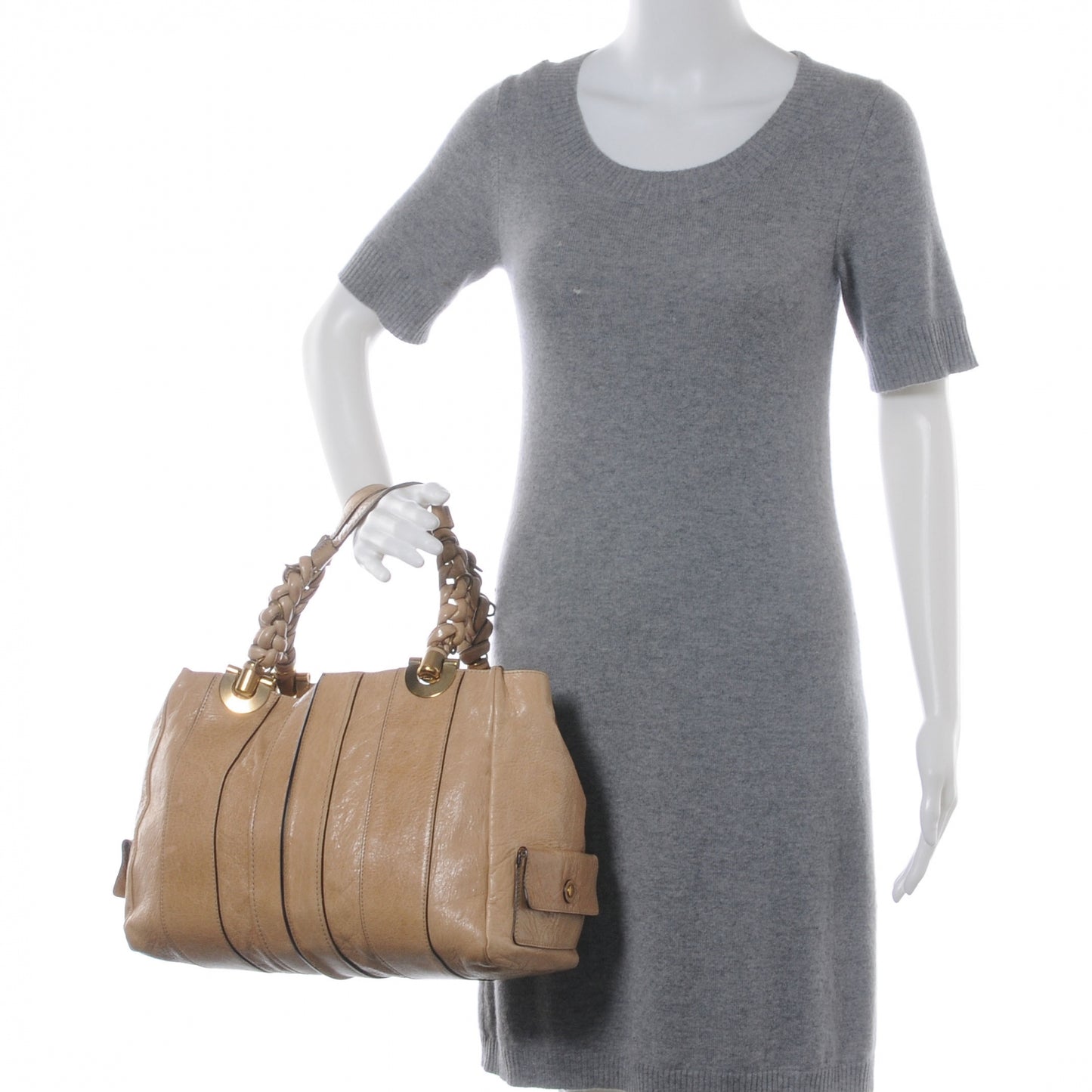 Leather Heloise Satchel Beige